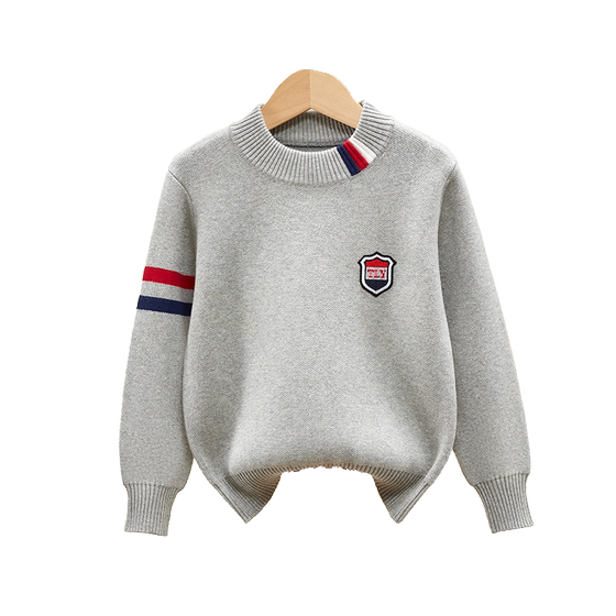 
Children's sweater boys' spring and autumn style 2025 new spring fashionable medium-sized children's sweater boys plus thin velvet style