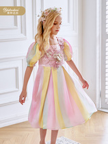 Yallinda silk girl Eugen yarn dresses dresses baby girl with long princess dresses summer birthday party fairy dress