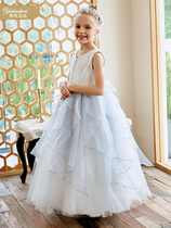 Girl gown dress with dress and summer new girl model walking show piano performance Long style fluffy skirt wedding dress princess dress