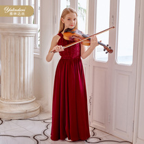 Yalinda Silk Children Evening Gown Teen Vests Dress Fiddle Dress Violin Support Life Day Banquet