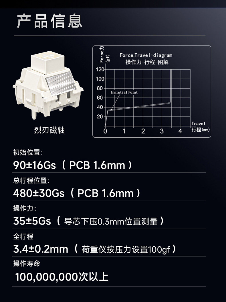 Вал 凯华atk联名rs7v2磁轴键盘轴体烈刃轴线性封底磁轴无畏契约键盘轴 Kailh
