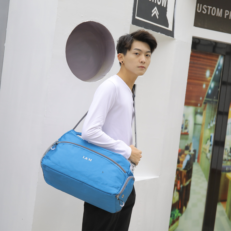 Solid color dry and wet separation fitness bag simple portable zipper bag luggage bag travel bag light sports bag