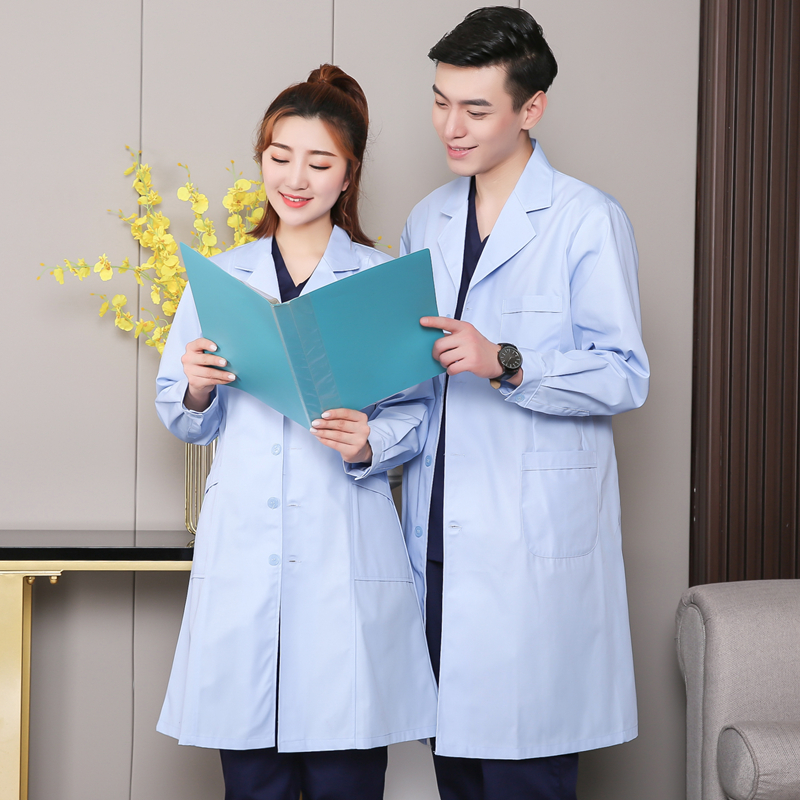 White Coat Long Sleeve Female Doctor Clothing Laboratory University Students Chemistry Short Sleeve Thin section Oral dental work clothes