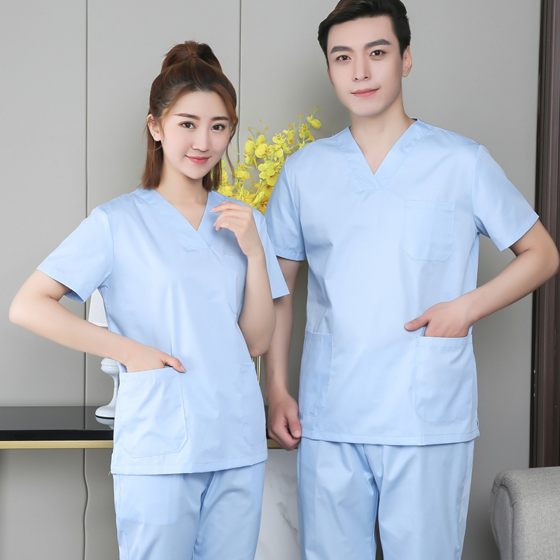 Operating Room Scrub Suit for Female Plastic Surgeons and Nurses, Dental Clinic Scrub Suit Set, Short-Sleeved