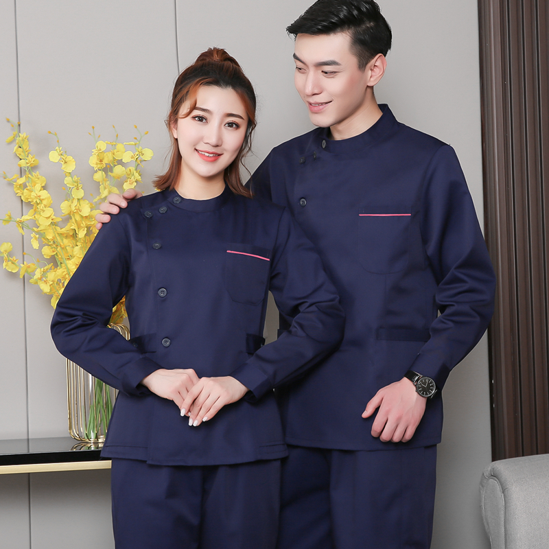 Deep Blue Nurse Conserved Two-piece Style Suit Woman Long Sleeve Winter Dental Oral Cologist Workwear Two Sets Short Sleeve Men