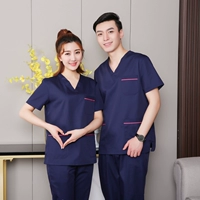 Набор с короткими рукавами темно-синий и розовый красный край