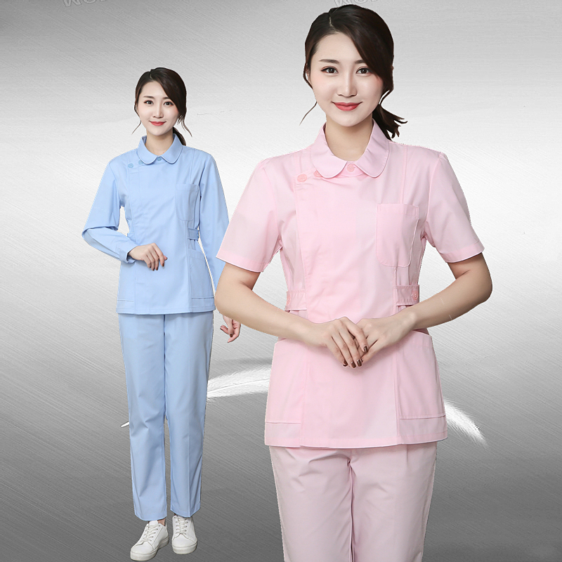 Nurse service short sleeve female summer fit two-piece long sleeve bottom upper collar two-piece set with full set of short protective workwear