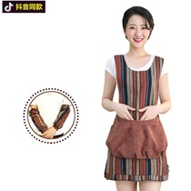 Brick red stripe love Qiu original tremble with fashion ruffle kitchen waterproof hand apron hipster