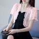Summer Sun Protection Clothing Lace Shawl Small Cardigan Jacket Versatile Chiffon Shirt Short-Sleeved Thin Top for Women