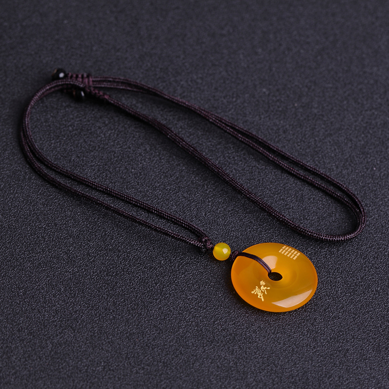 The Five Elements Hexagram belongs to Tukun, which belongs to Dixitu, men and women, pendant, yellow agate, safety buckle, jewelry, unicorn key chain, mobile phone chain