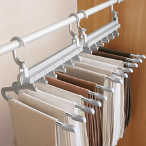 Japan imported MUJIΕ multifunctional trousers rack folding magic trousers clip home wardrobe multi-layer hanger hanging pants storage