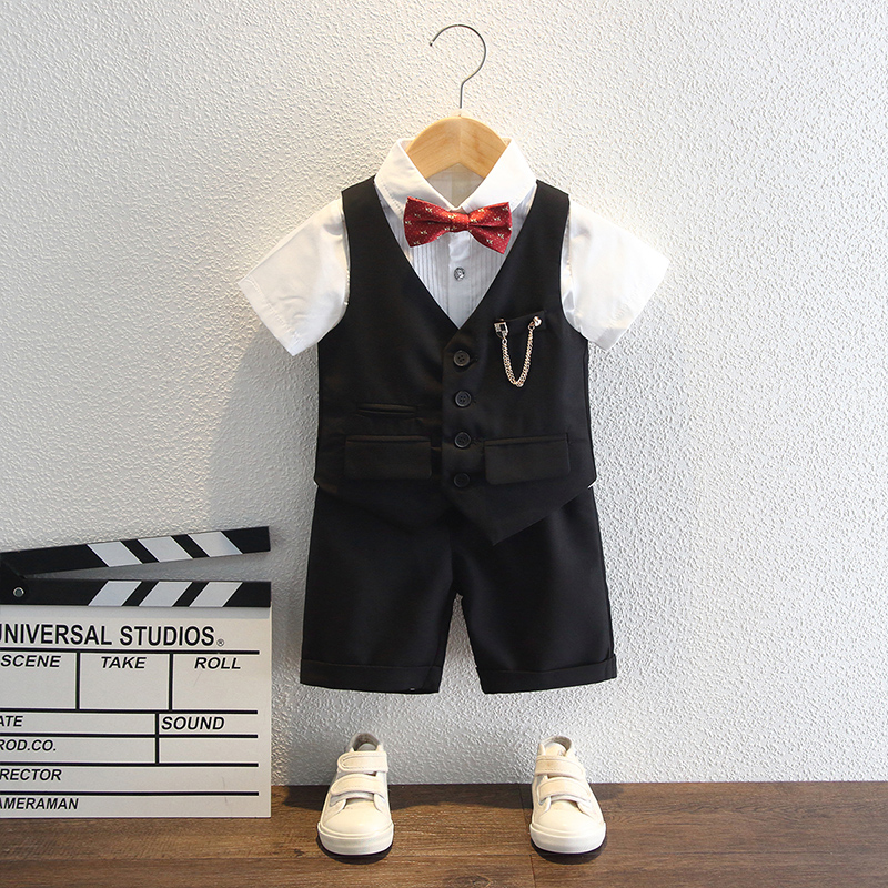 Children's suit suit boy British style baby one-year-old dress handsome flower boy vest four-piece children's suit