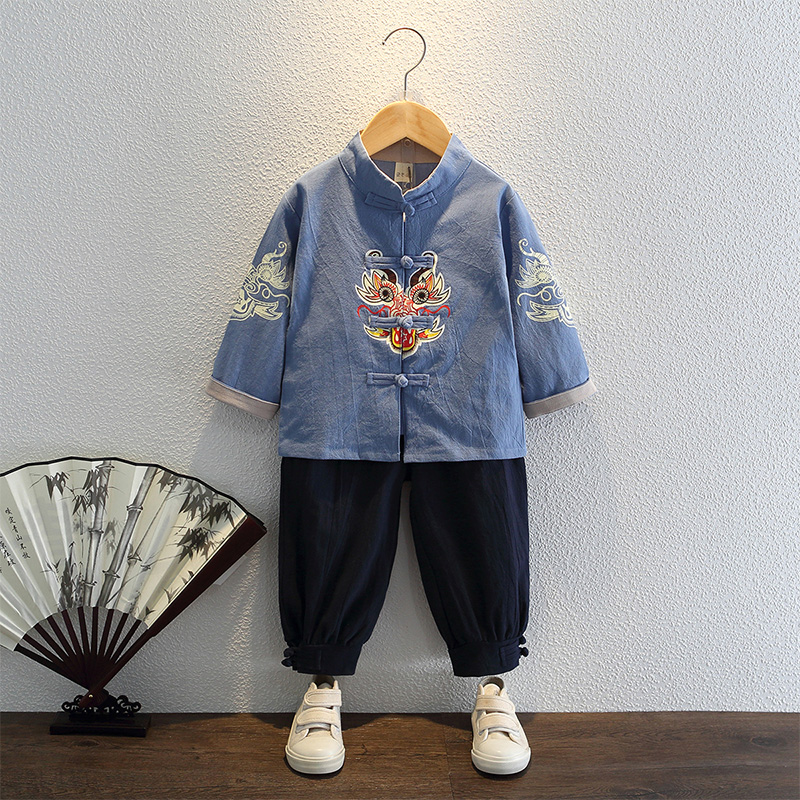 Hanfu boys spring and autumn style boy baby Chinese long-sleeved thin ancient costume costumes children's Chinese style Tang suit