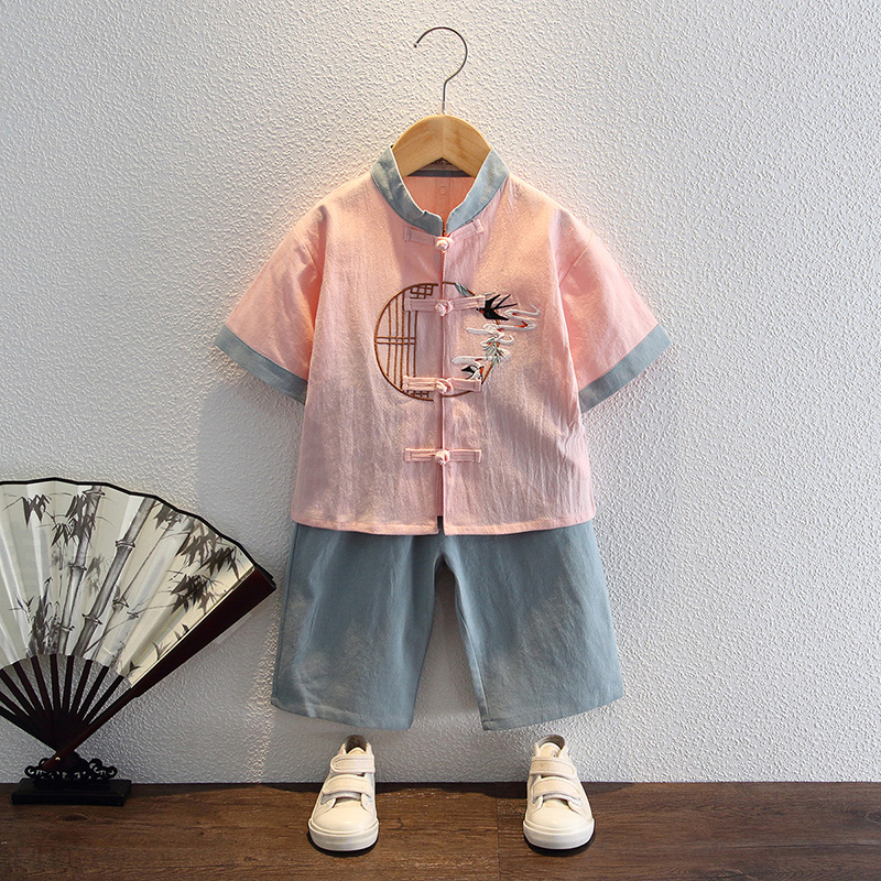 Hanfu boy Xia Xiaotong Chinese style short-sleeved thin ancient costume female baby super fairy suit kindergarten Tang costume costume