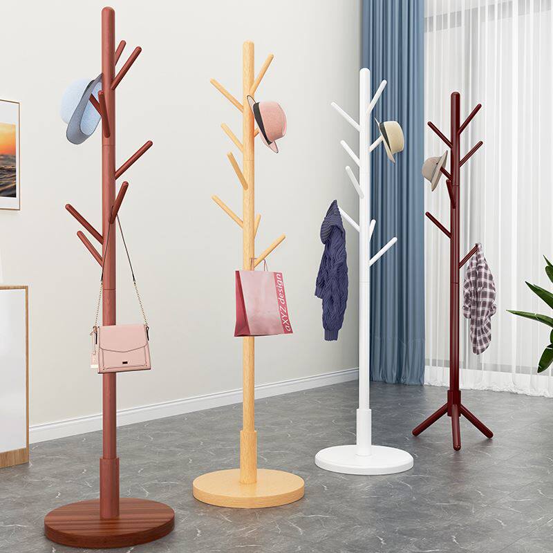 Bedroom hanger not occupied with space dorm floor solid vertical main sleeper clothes hanger sturdy and durable wooden cloakhat rack