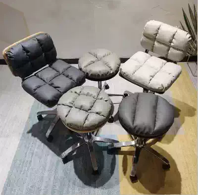 Barber shop comfortable big worker chair Round pulley universal wheel Light luxury master chair Hair salon special rotating big worker stool