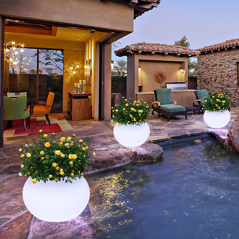 LED Luminous Flower Pot Indoor Balcony Atmosphere Decorative lamp outdoor waterproof Courtyard Garden Solar Landscape Pendulum-Taobao