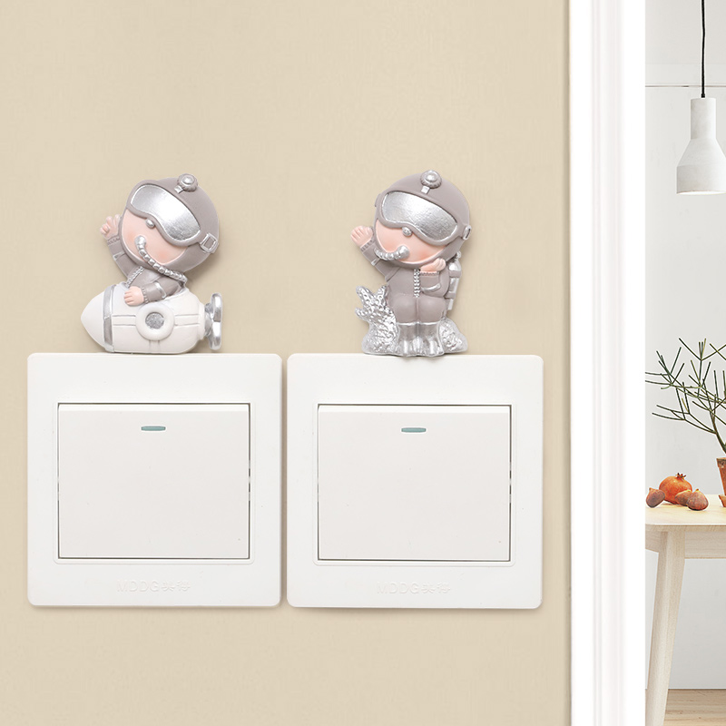 Cartoon cute socket protective cover living room children's room switch stickers wall stickers home modern minimalist resin decorative stickers