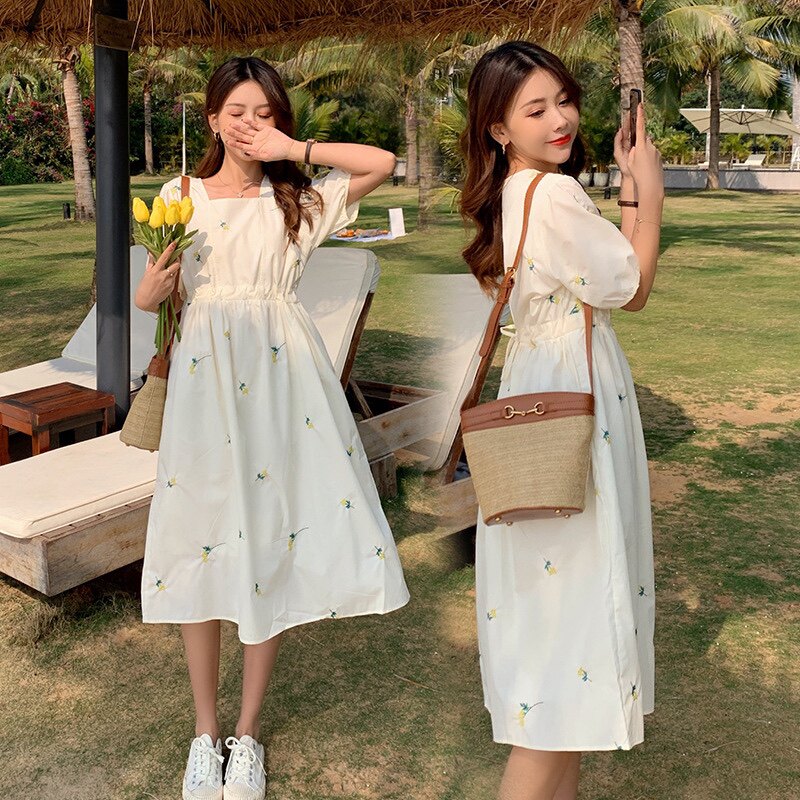 2021 summer dress new maternity dress Korean version fashion floral loose large size skirt small fresh chiffon mid-length version