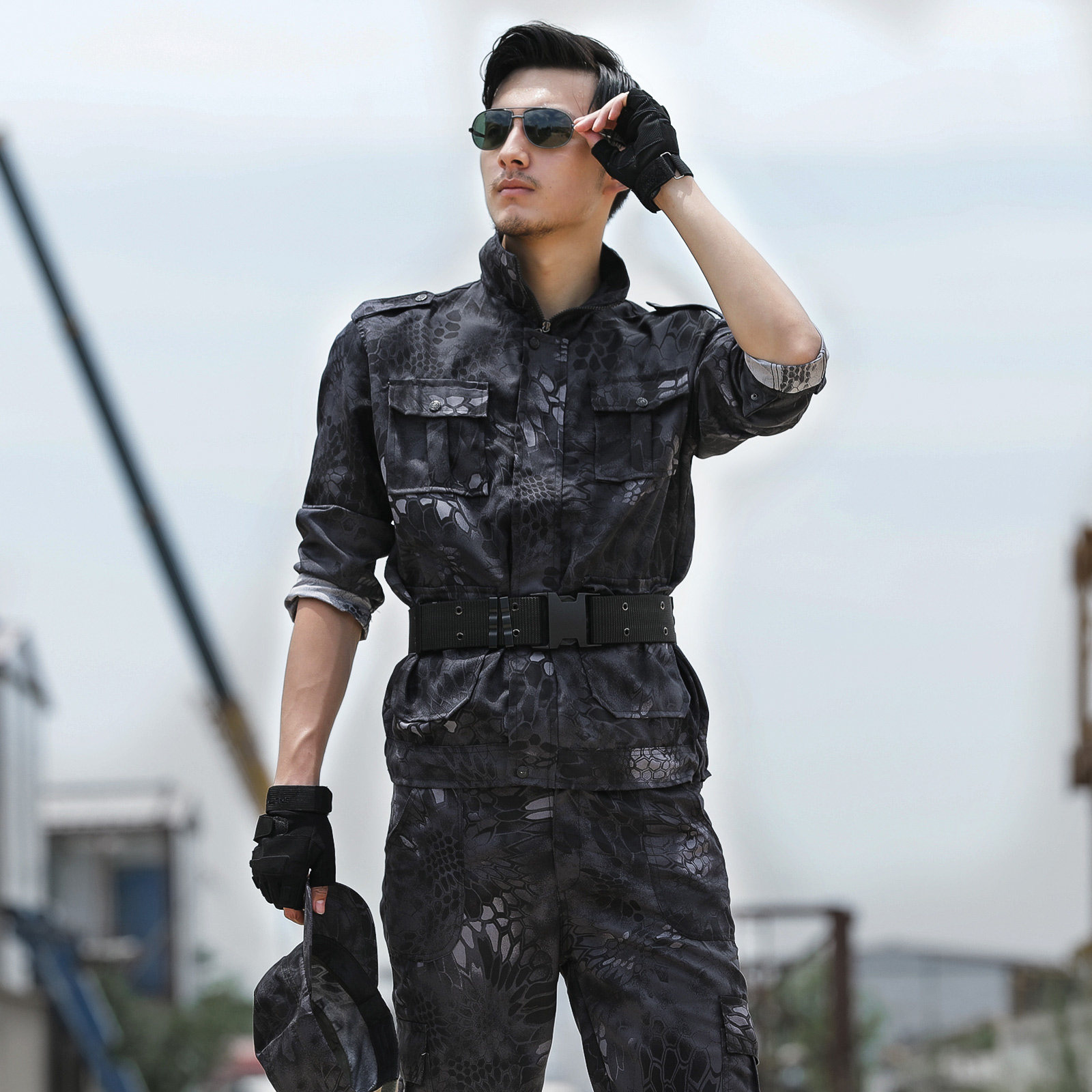 Camouflage suit men's military training uniforms women's new spring and summer short-sleeved wear-resistant workers tooling labor insurance site work clothes