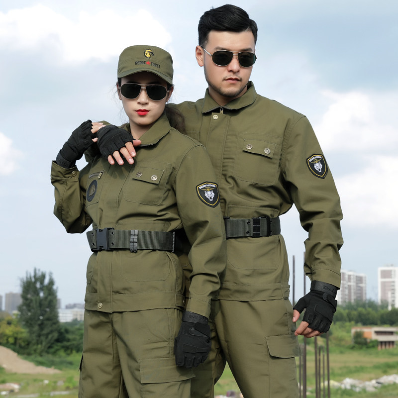 Summer thin cotton overalls suit men's and women's tooling long-sleeved short-sleeved army green camouflage suit labor insurance clothing