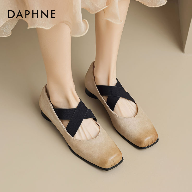 ダフネ豚鼻バレエシューズレディースハイヒールメリージェーンレディースシューズサンダル2025新しい中国風シングルシューズスカート付き