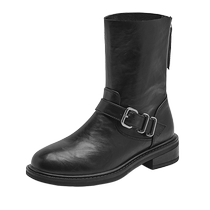 Daphne retro washed leather boots for women 2024 new popular autumn and winter short boots mid-calf knight western cowboy boots