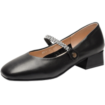 Daphne shallow mouth single shoes for women 2024 summer new genuine leather Mary Jane shoes low heel temperament small leather shoes