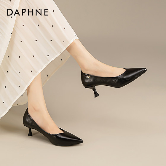 여성을위한 Daphne 블랙 스틸레토 하이힐 2023 가을 새로운 프랑스 요정 신발 스커트와 부드러운 신발