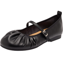 Daphne Retro Mary Jane Shoes Womens Black Elegant Round Toe Egg Roll Shoes French Style Beautiful Skirt Single Shoes Leather Shoes