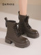 达芙妮厚底马丁靴女款2025新款英伦风短靴子女春季棕色美拉德靴子