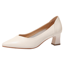 Daphne shallow mouth single shoes for women summer genuine leather pointed toe medium thick heel small leather shoes spring and autumn 2024 new scoop shoes for women