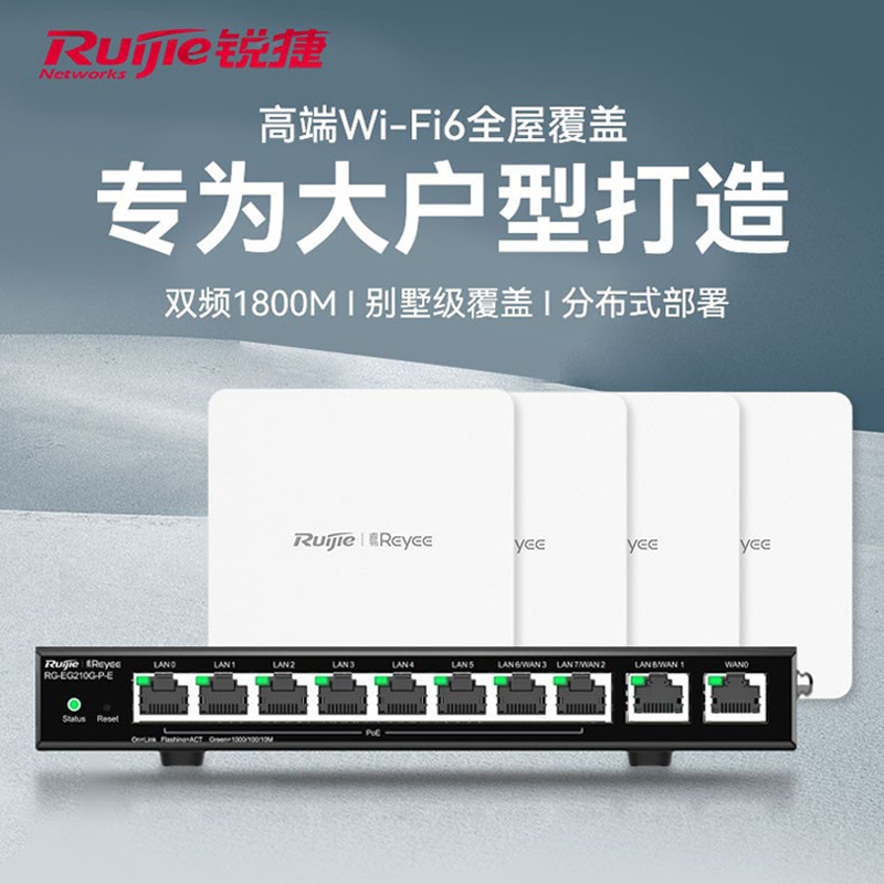 Ruijie Ruijie Ruijie WiFi WiFi Set 86 panel WiFi6 embedded router POE powered AC large household Villa set all-home WiFi covered RG-EA