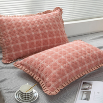 ins Wind Pure Cotton Red Closed Cotton Pillow Set Single 100 All Cotton Pillow Core 48x74 One Patch