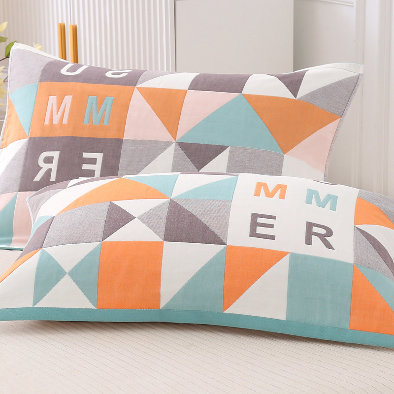 Nordic pure cotton gauze thickened pillow towel for male cotton household anti-slip towel pair of anti-slip not falling net red