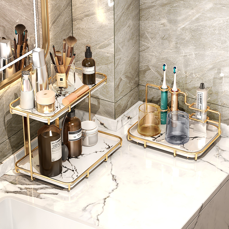 Wash Terrace Shelve Make-up Room Bathroom Toilet table noodles Double Cosmetic Light and luxurious desktop containing deck Shelf Bathroom
