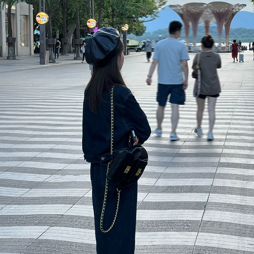 Осенний джинсовый комплект, элитная юбка