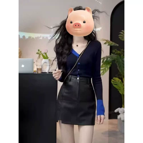 Лонгслив, весенний кардиган, приталенный приятный телу свитер, V-образный вырез