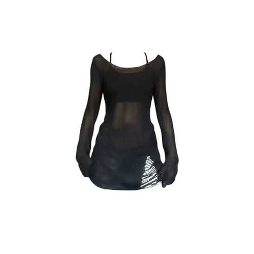 Черный трикотажный летний тонкий свитер, чай, защита от солнца