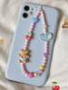 Blue Bear Phone Chain, High-End Accessory, Original Chain, Cute Wrist Lanyard, Beaded Pendant, Camera Hanging Chain