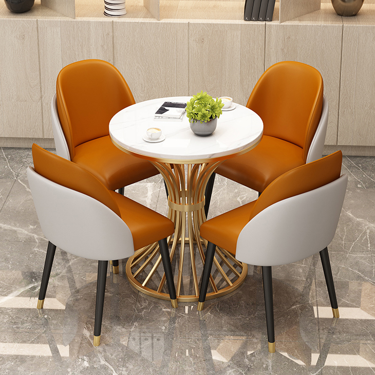 Light luxury negotiation table and chair combination reception casual small round table commercial table sales department reception table rock slab dining table simple