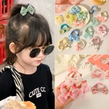 Детская резинка, ткань с бантиком, безвредный милый аксессуар для волос, хвостик, в цветочек