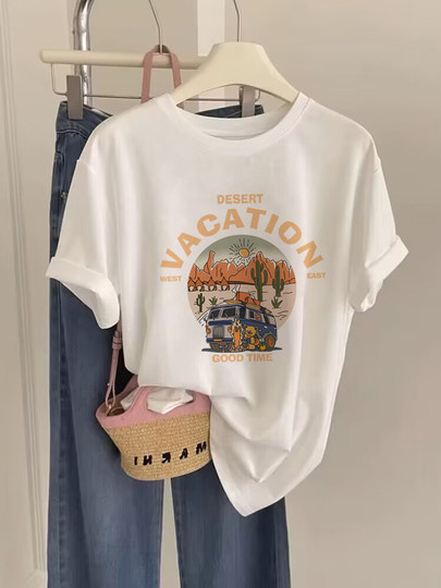 Camiseta de manga corta de algodón puro con hombro derecho para mujer 2025, nuevo estilo coreano, camisa blanca versátil de moda con parte superior inferior, verano