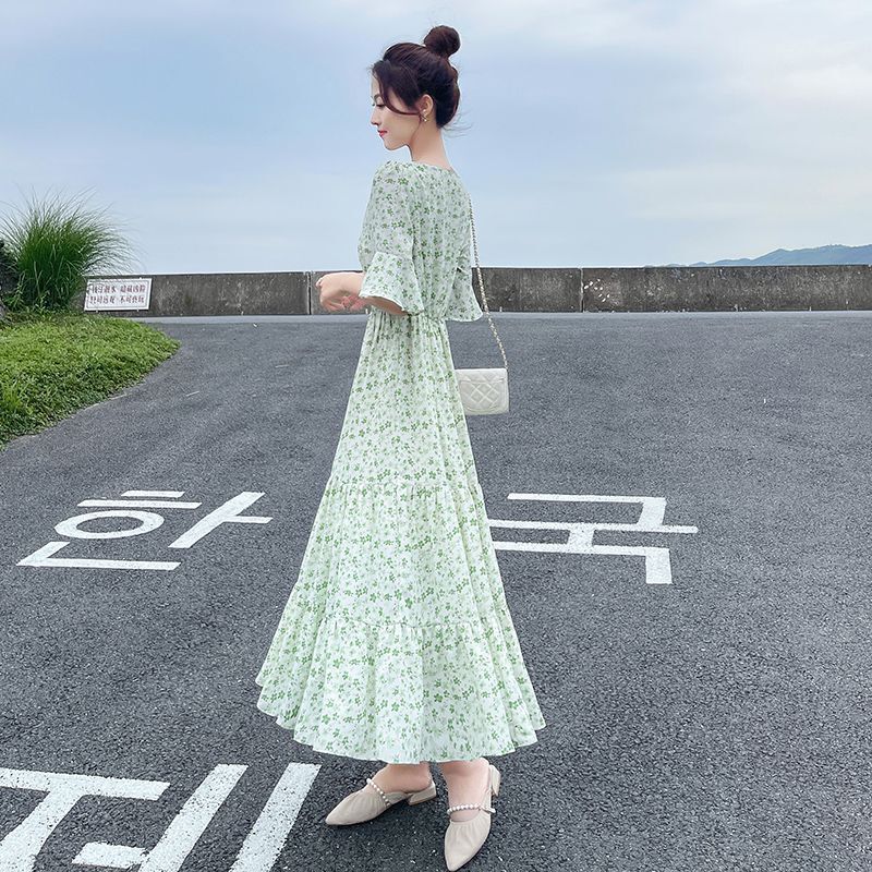Plus-Size Dress for Tall Women, Long Floral Chiffon Floor-Length Dress, Baidu Fashion Long Style for Summer Plus-Size Dress for Tall Women, Long Floral Chiffon Floor-Length Dress, Baidu Fashion Long Style for Summer
