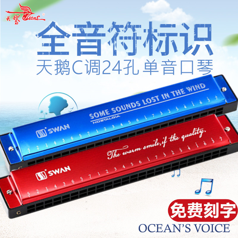Swan card harmonica C tone 24 holes retone harmonica students use beginners introductory children to play music instruments