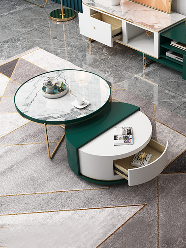 Fasati Nordic rock slab tea table TV cabinet combination home small apartment storage tea table simple modern net red style