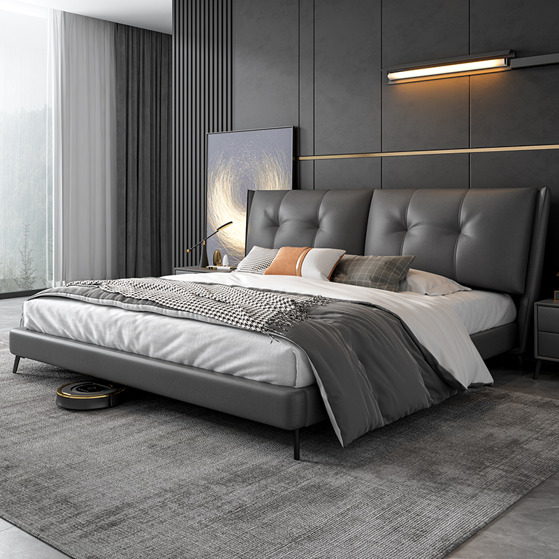 Light Extravagant Tech Bunk Bed Free From Washing Modern Minimalist Master Bedroom 1 8 m Double beds Italian Atmospheric 2 m Wedding Bed