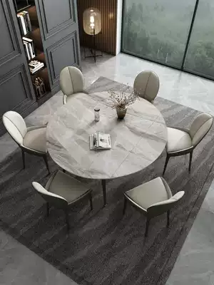Italian light luxury imported rock board table household small rectangular dining table Nordic marble dining table and chair combination