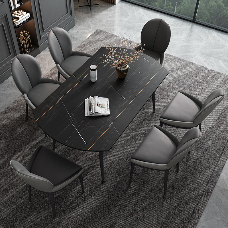 Willy-style Light Lavish Rockboard Dining Table And Chairs Combined Home Small Family Modern Minimalist Round Table Foldable Square Dining Table-Taobao