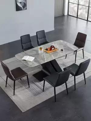 Guandao Nordic rock board table household small-sized rectangular 4-person dining table light luxury dining table and chair combination